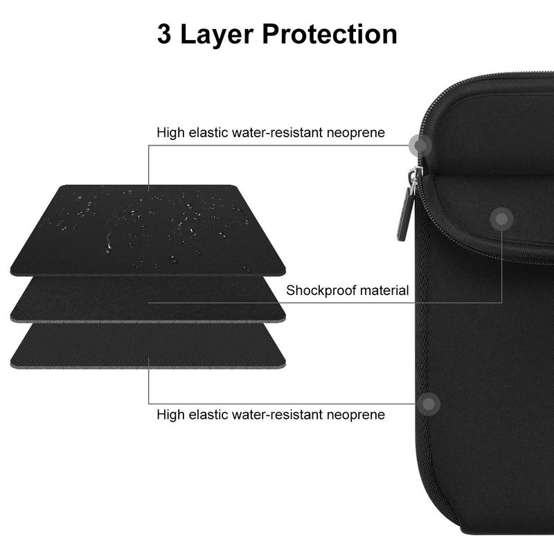 AULEEP أولييب أكمام لابتوب 11-12 بوصة، جيب حاسوب نوت بوك من النيوبرين، أكمام حمل لوحي مقاومة للماء متوافقة مع لابتوب أيسر/أسوس/دل/لينوفو/إتش بي، أسود - Image 3